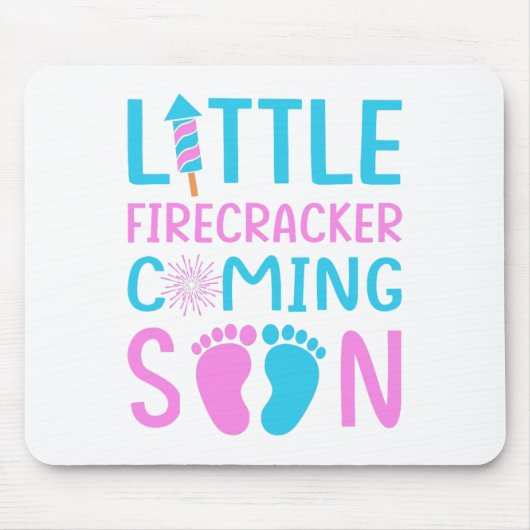 4 juli Gender Reveal Little Firecracker Comin Muismat (Voorkant)