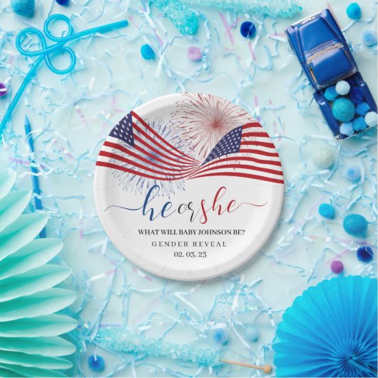 4 juli Gender Reveal. Papieren Bordje (Feest)