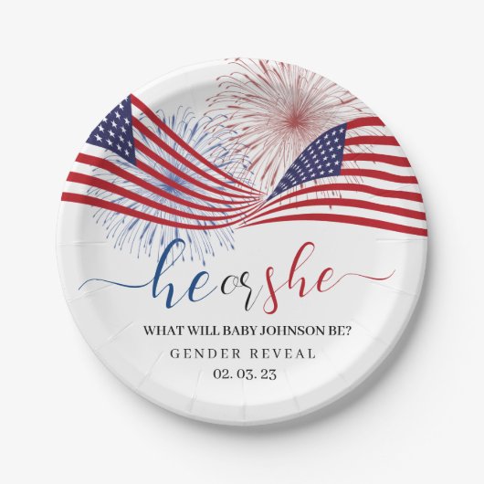4 juli Gender Reveal. Papieren Bordje (Voorkant)
