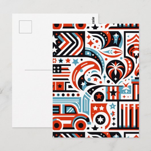 4 juli Generatief patroon Briefkaart (Voorkant / Achterkant)