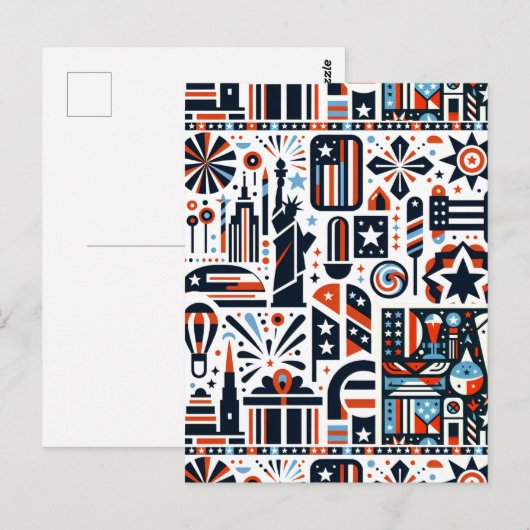 4 juli Generatief patroon Briefkaart (Voorkant / Achterkant)