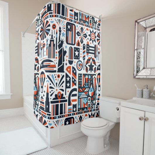 4 juli Generatief patroon Douchegordijn (In situ)