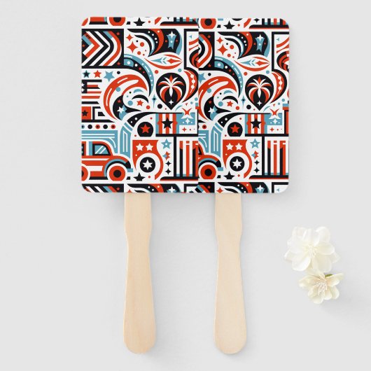 4 juli Generatief patroon Handwaaier (Voorkant en achterkant)