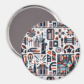 4 juli Generatief patroon Magneet (Voorkant / Achterkant)