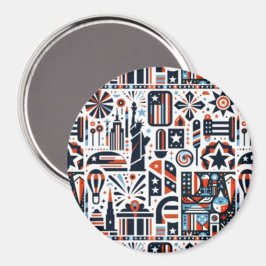 4 juli Generatief patroon Magneet (Voorkant / Achterkant)