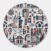 4 juli Generatief patroon Magneet (Voorkant)