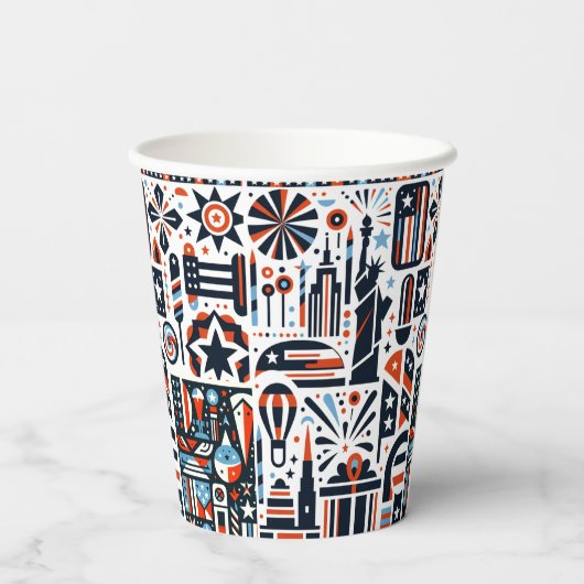 4 juli Generatief patroon Papieren Bekers (Achterkant)