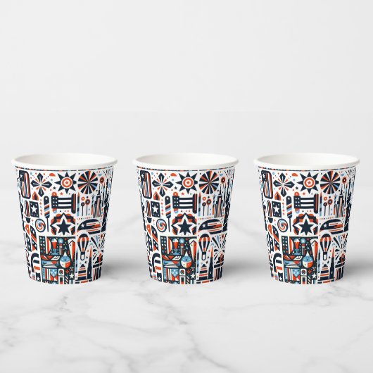 4 juli Generatief patroon Papieren Bekers (Multi)