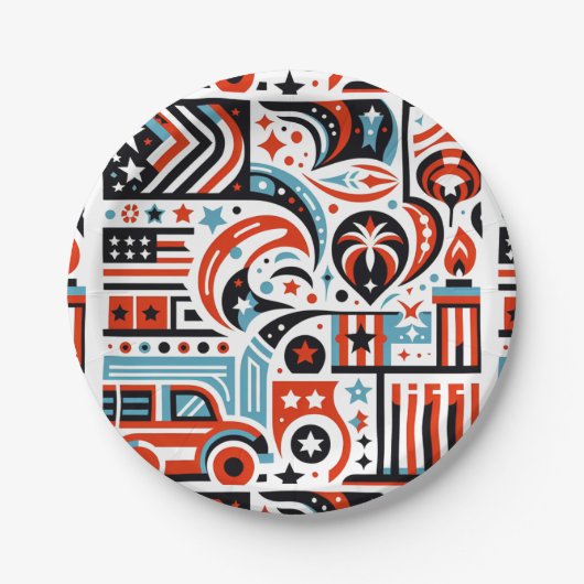 4 juli Generatief patroon Papieren Bordje (Voorkant)