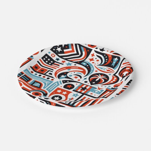 4 juli Generatief patroon Papieren Bordje (Gekanteld)