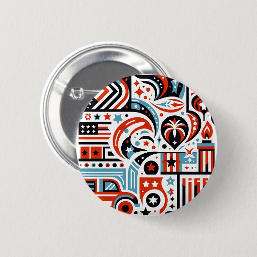 4 juli Generatief patroon Ronde Button 5,7 Cm (Voorkant /achterkant)