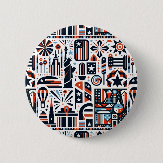 4 juli generatief patroon ronde button 5,7 cm (Voorkant)
