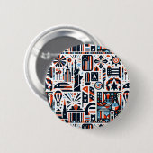4 juli generatief patroon ronde button 5,7 cm (Voorkant /achterkant)