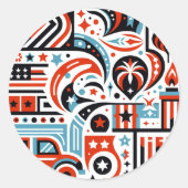 4 juli Generatief patroon Ronde Sticker (Voorkant)