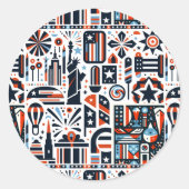 4 juli Generatief patroon Ronde Sticker (Voorkant)