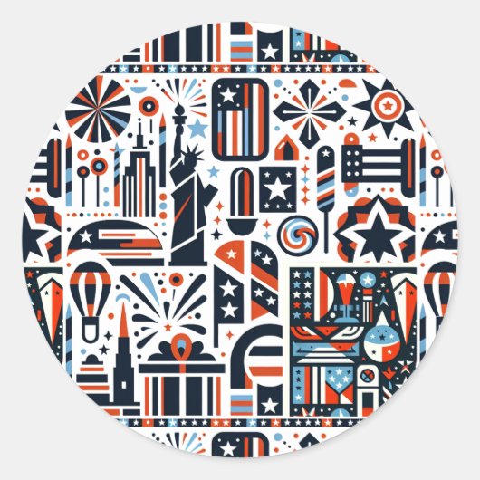 4 juli Generatief patroon Ronde Sticker (Voorkant)