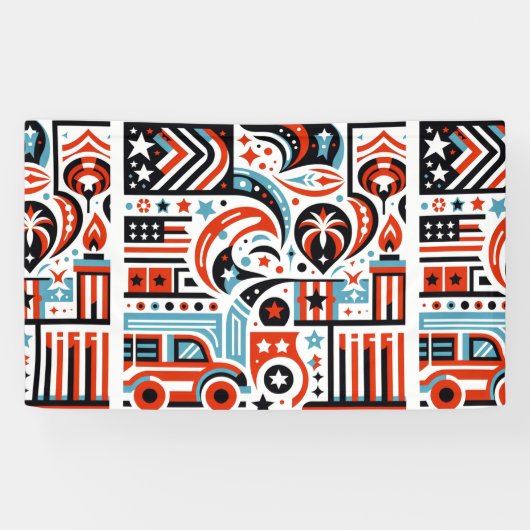 4 juli Generatief patroon Spandoek (Horizontaal)