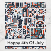 4 juli Generatief patroon Wijn Etiket (Enkel label)