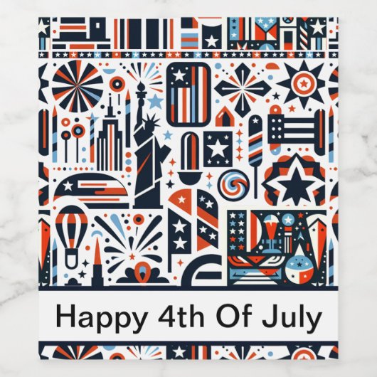 4 juli Generatief patroon Wijn Etiket (Enkel label)