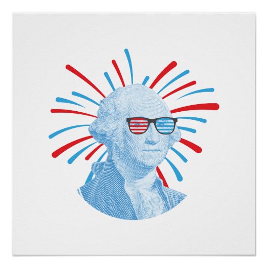 4 juli George Washington bril Perfect Poster (Voorkant)