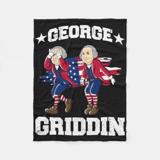 4 juli George Washington Griddy George Griddi Fleece Deken (Voorkant)