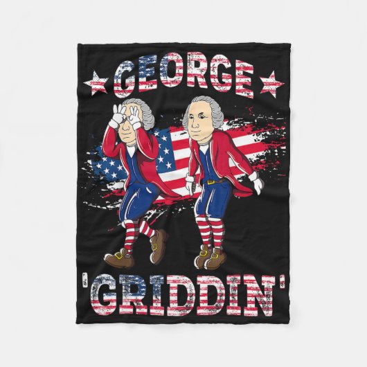 4 juli George Washington Griddy George Griddi Fleece Deken (Voorkant)
