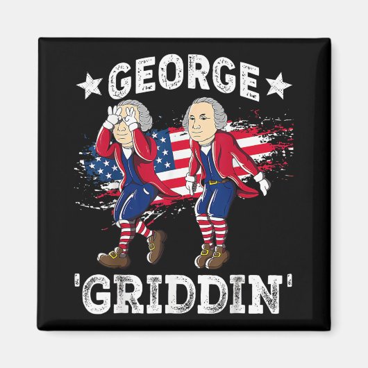 4 juli George Washington Griddy George Griddi Magneet (Voorkant)