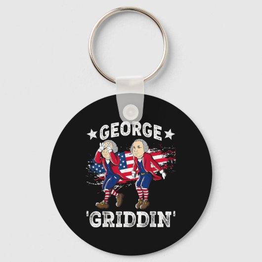 4 juli George Washington Griddy George Griddi Sleutelhanger (Voorkant)
