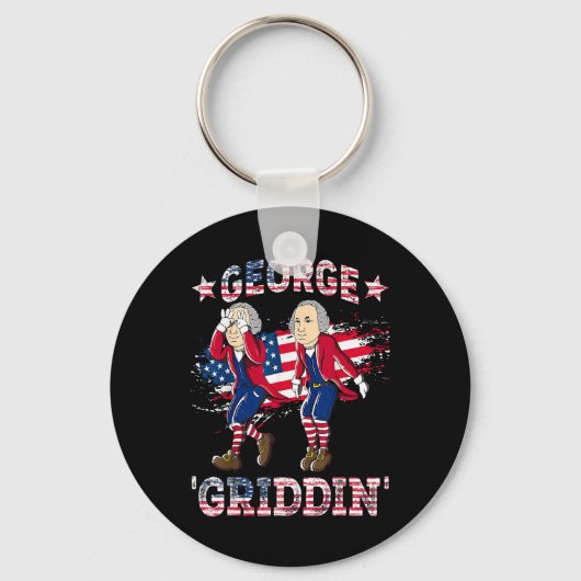 4 juli George Washington Griddy George Griddi Sleutelhanger (Voorkant)