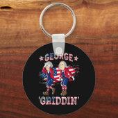 4 juli George Washington Griddy George Griddi Sleutelhanger (Voorkant)
