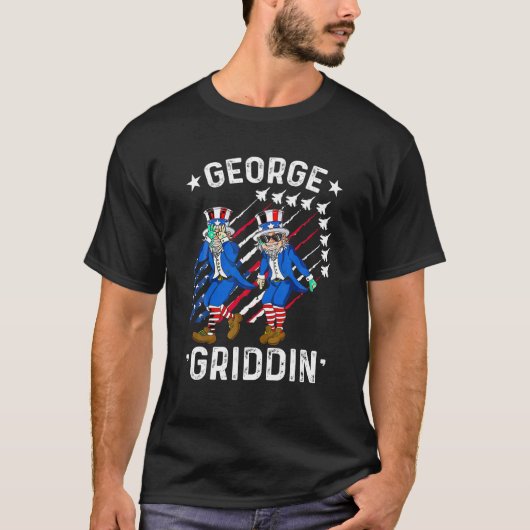 4 juli George Washington Griddy George Griddi T-shirt (Voorkant)