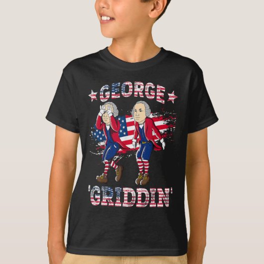 4 juli George Washington Griddy George Griddi T-shirt (Voorkant)