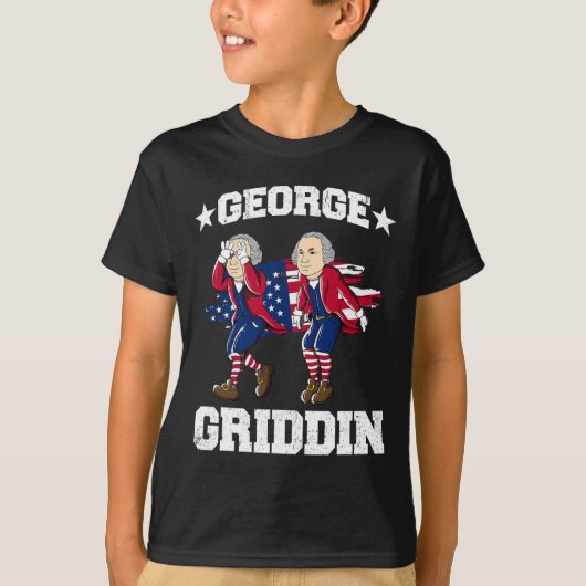 4 juli George Washington Griddy George Griddi T-shirt (Voorkant)