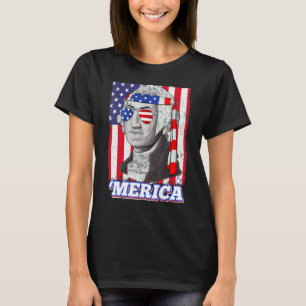 4 juli George Washington Patriottische Merica Vlag T-shirt