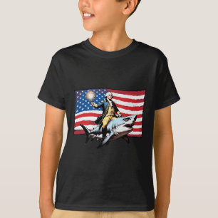 4 juli George Washington Rijden Shark America T-shirt