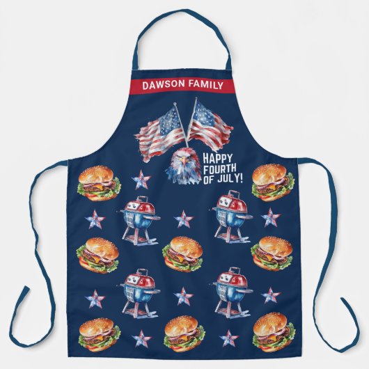 4 juli Gepersonaliseerde BBQ Schort (Voorkant)