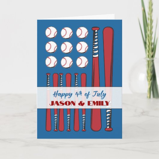 4 juli Gepersonaliseerde honkbalvlag Red Whit Kaart (Voorkant)