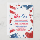 4 juli Geslacht onthullen Party uitnodiging (Voorkant)