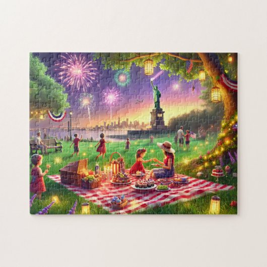 4 juli Gezins Picknick Standbeeld van de Vrijheid Legpuzzel (Horizontaal)