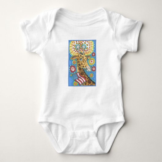 4 JULI GIRAFFE, BABY JERSEY BODYSUIT White (Voorkant)