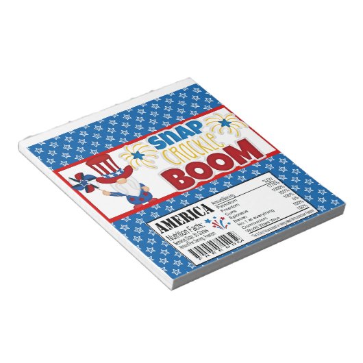4 juli Gnome Snoep Bar Wrapper Party Favors Notitieblok (Schuin)