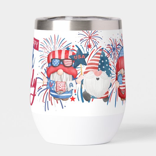 4 juli Gnome Water Bottle Gift (Achterkant)