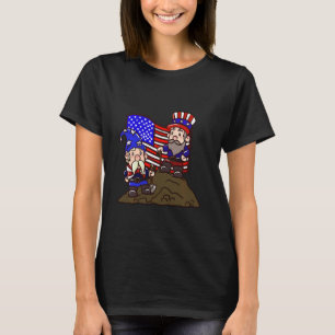 4 juli Gnomes American USA Patriotic Garden T-shirt
