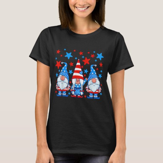 4 juli Gnomes Patriotic American Flag Cute Gn T-shirt (Voorkant)
