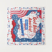 4 juli, God zegene Amerika Wandkleed (Voorkant (horizontaal))