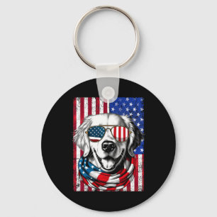 4 juli Golden Retriever Dog Amerikaanse vlag Veren Sleutelhanger