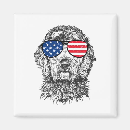 4 juli Goldendoodle Doodle Hond Patriottisch Usa Magneet (Voorkant)