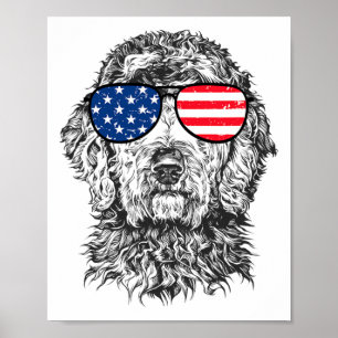 4 juli Goldendoodle Doodle Hond Patriottisch Veren Poster