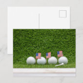 4 juli golfbal met Amerikaanse vlag op groen Briefkaart (Voorkant / Achterkant)