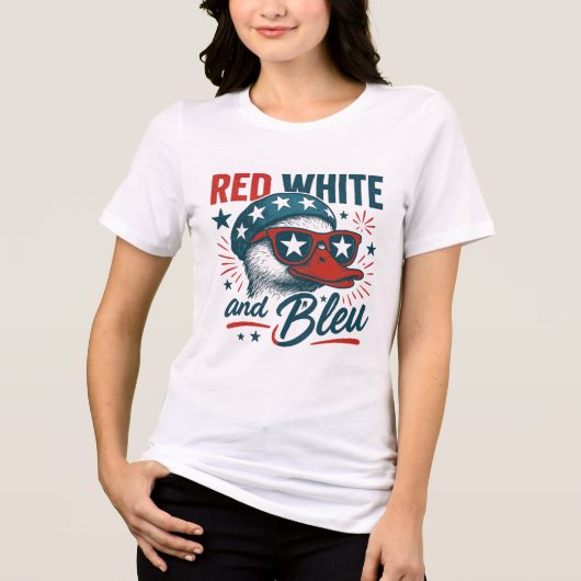 4 juli Goose Rood, Wit, Blauwe Onafhankelijkheidsd Tri-Blend Shirt (Voorkant)